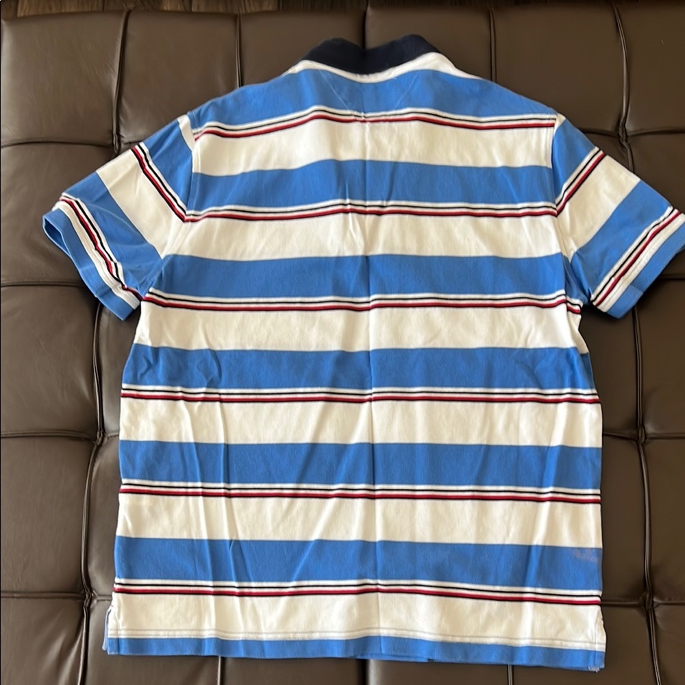 Tommy Hilfiger Blue and White Striped Polo Shirt - Picture 5 of 6